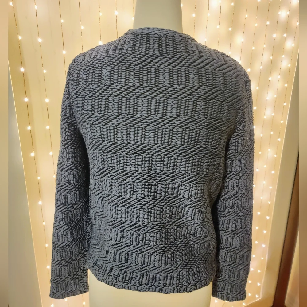 EUC Ann Taylor LOFT Maze Chunky Knit Moto Jacket in Blue Sea - Picture 10 of 12